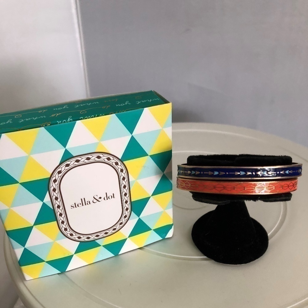 𝅺STELLA Dot Manchester Cuffs, Enamel, Two bracelets